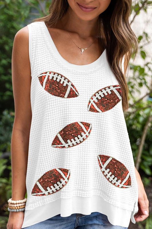 Sequin Rugby Waffle Knit Tank