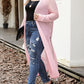 Sheer Knitted Long Side Slit Plus Size Cardigan