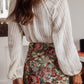 V-Neck Long Sleeve Button Up Lace Shirt