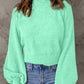 Solid Color Lantern Sleeve Knitted Sweater