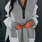 Color Block Exposed Seam Buttoned Neckline Hoodie