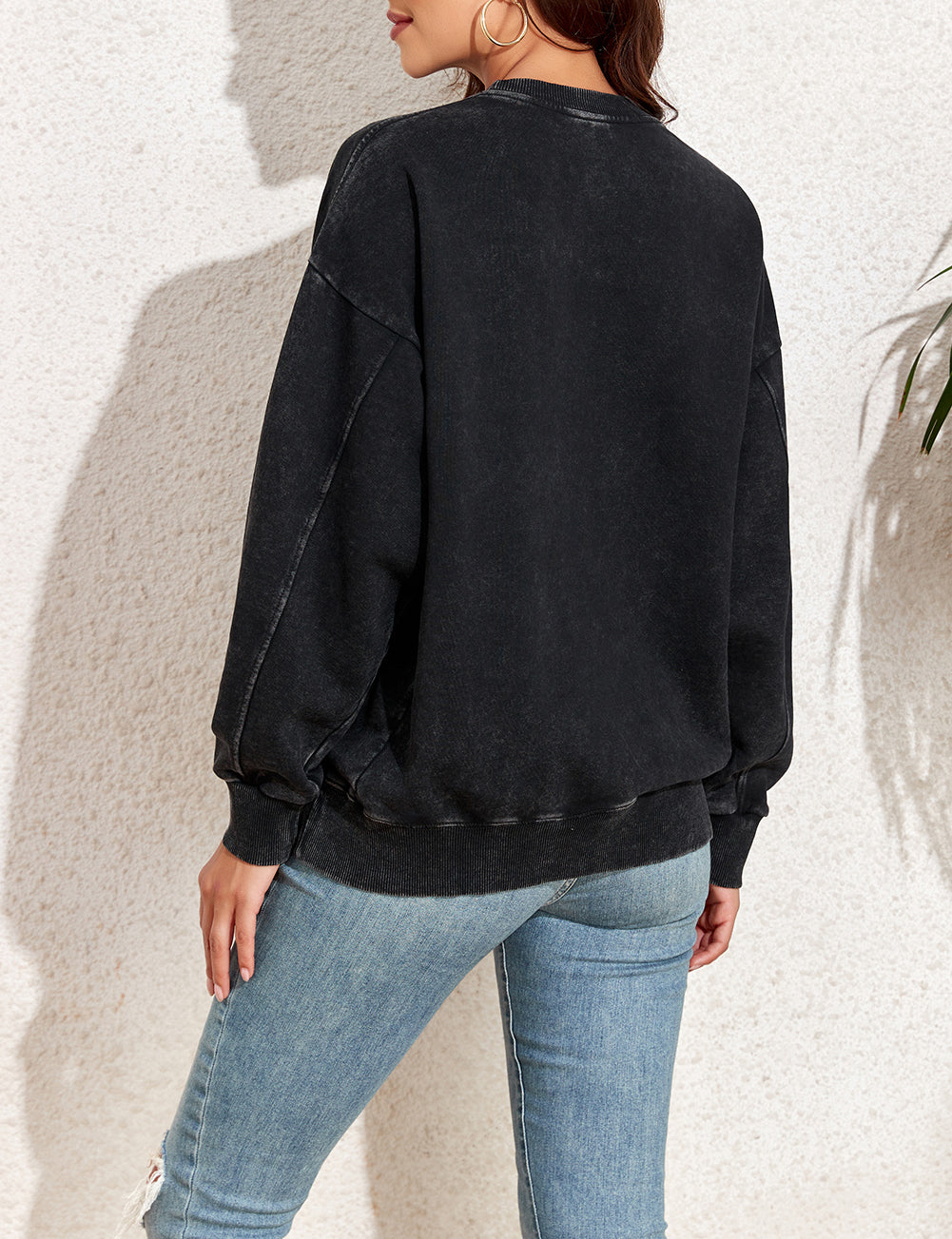 Vintage Wash Pocketed Round Neck Sweatshirt