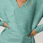 Textured Split Neck Long Sleeve Top