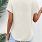 Textured Wide Sleeve V Neck T Shirt