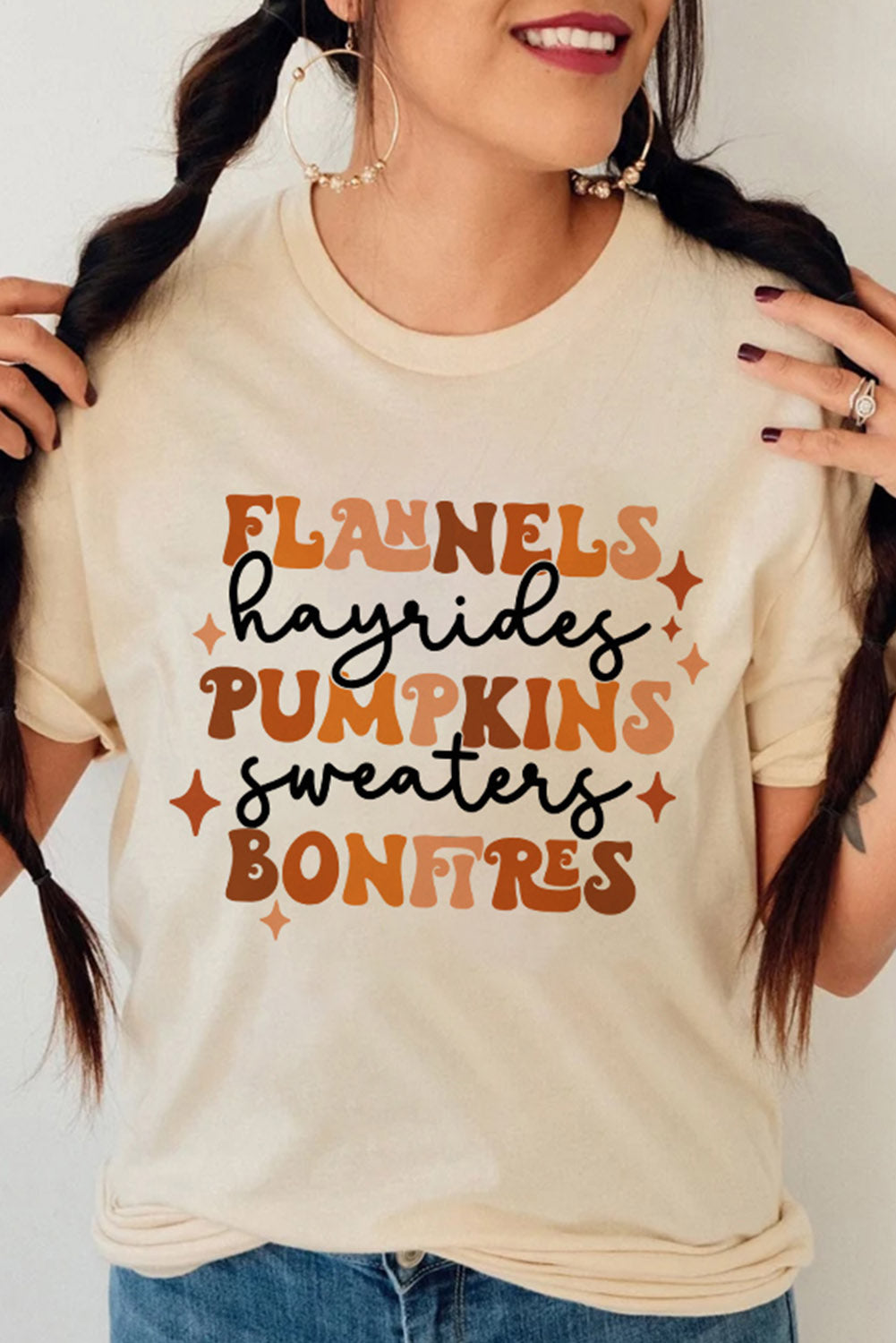 Flannels Hayrides Pumpkins Sweaters Bonfires Tee