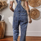 Denim Bib Straight Leg Jumpsuit with Pockets