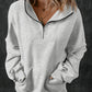 Zip-up Stand Neck Kangaroo Pocket Sweatshirt