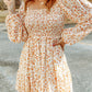 Boho Floral Smocked Puff Sleeve Mini Dress