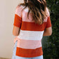 Brown Crochet Knit Colorblock Stripe Top