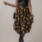Printed Elastic Waist Button Decor Floral Ruffle Skirt