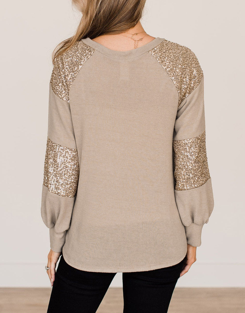 Sequin Patched Long Sleeve Top