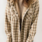 Plaid Pattern Sherpa Lined Hooded Shacket