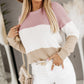 Colorblock Waffle Knit Long Sleeve Top