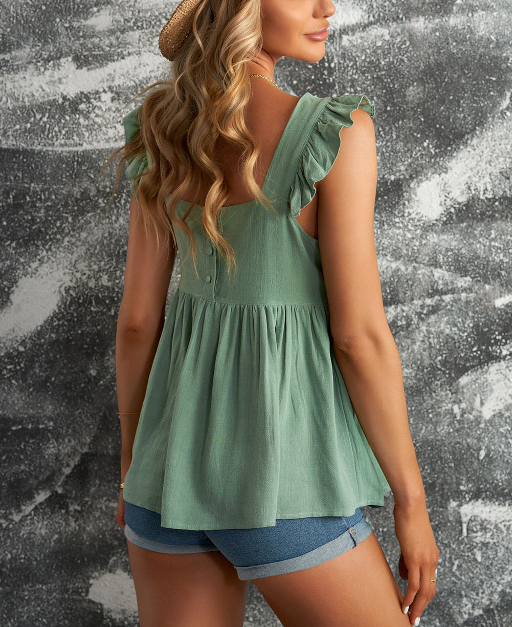 Flutter Shoulder Babydoll Top