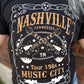 NASHVILLE Letter Guitar Print Short Sleeve Graphic Tee