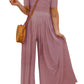 Short Sleeve Bodice Flowy Wide Leg Jumpsuit