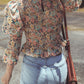 Floral Print Smocked Bubble Sleeve Ruffled Crop Top