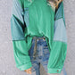 Colorblock Stitching Patchwork Buttoned Long Sleeve Top