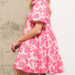 Floral Tiered Puff Sleeve Mini Shirt Dress