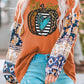 Fall Pumpkin Graphic Boho Balloon Sleeve Top
