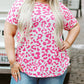 Leopard Print Textured Knit Short Sleeve Plus Size Tee
