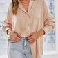 Solid Color Buttoned Long Sleeve Shirt with Chest Pocket