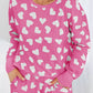 Valentine Heart Shape Print Long Sleeve Top Shorts Lounge Set