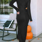 Ribbed Twist Cutout Long Sleeve Dress