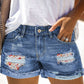 Patchwork Rolled Hem Denim Shorts