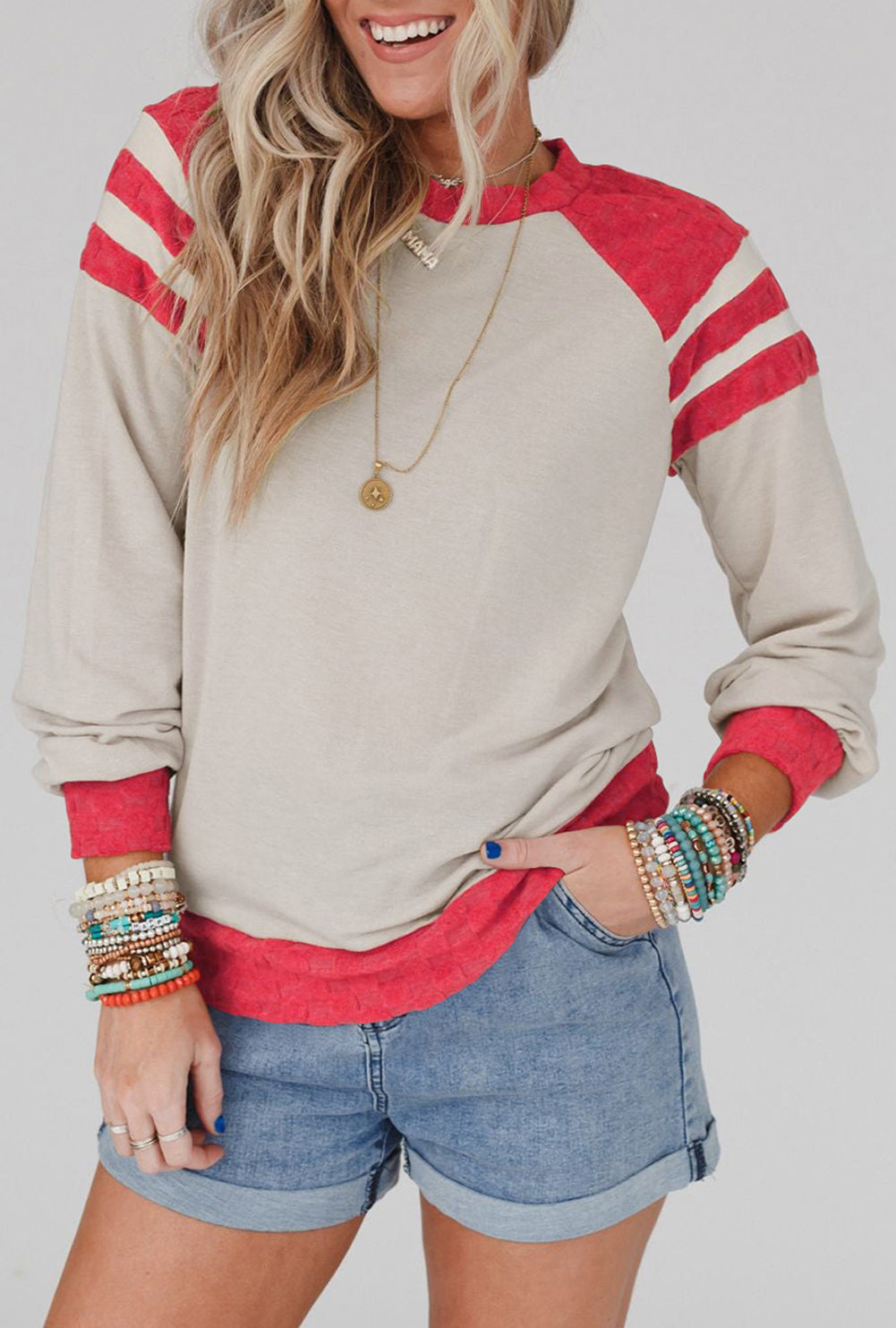 Color Block Raglan Long Sleeve Top