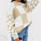 Checkered Print Drop Shoulder Sweater