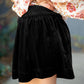 Smocked High Waist Velvet Shorts