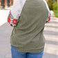 Plus Size Textured Floral Patchwork Raglan Sleeve Blouse