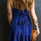 Spaghetti Straps Knot Waist Tiered Mini Dress