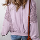 Knit Crochet Exposed Seam Ribbed Trim Sweatshirt