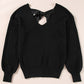 Lantern Sleeve V Neck Knot Back Sweater