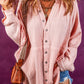 Oversized Crinkled Frayed Hem Tunic Shirt
