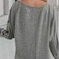 Solid Color Button Decor Dolman Sleeve Top
