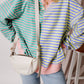 Stripe Casual Stripe Colorblock Drop Shoulder Oversize Sweatshirt