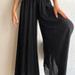 Drawstring Smocked High Waist Wide Leg Pants