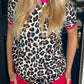Contrast Trim Leopard Print T Shirt