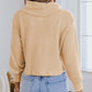 Solid Waffle Knit Turtleneck Long Sleeve Top