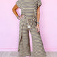 Stripe Rainbow Tee Tasseled String Wide Leg Pants Set