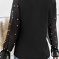 Pearl Mesh Flounce Sleeve V Neck Blouse