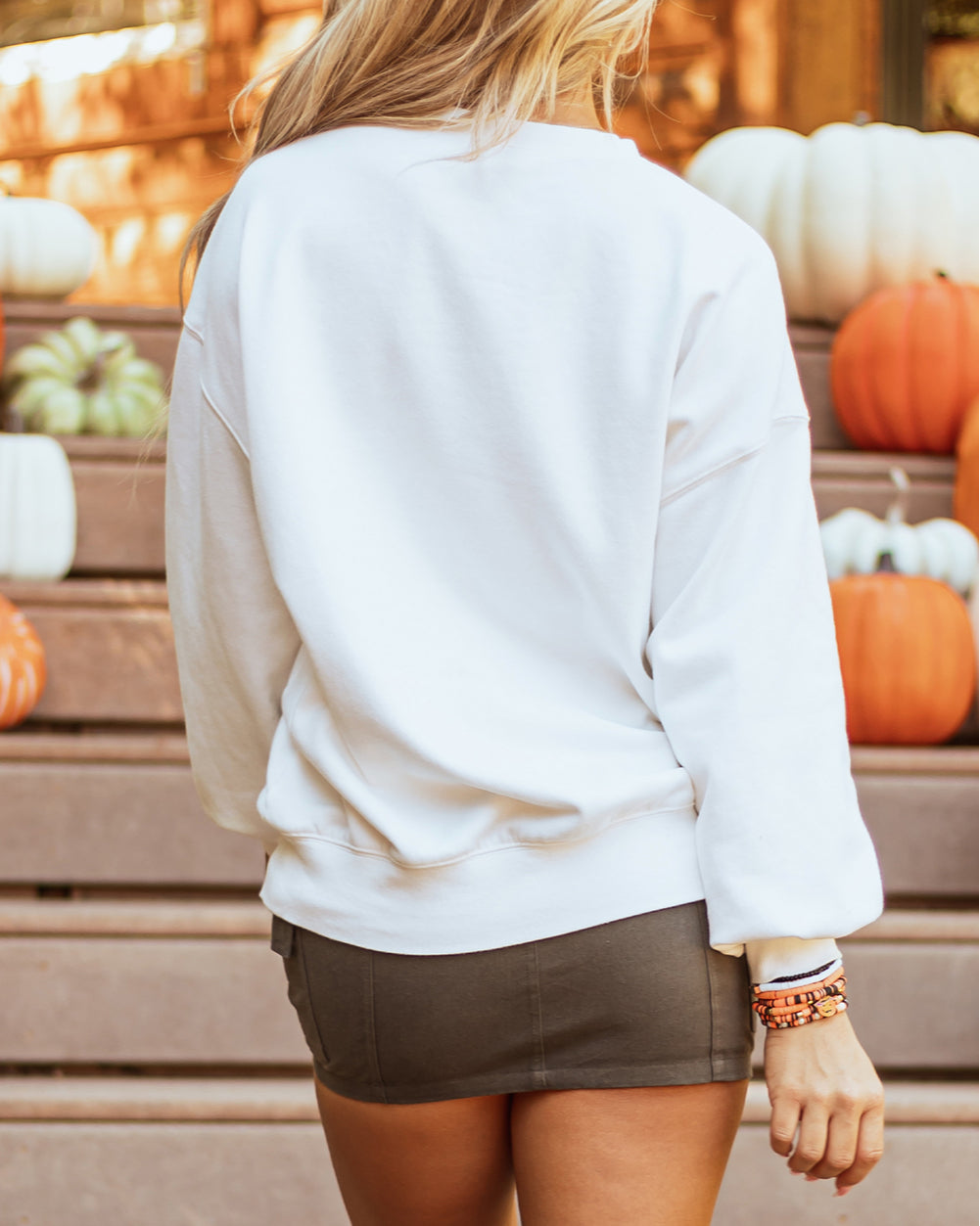 Terry Halloween Pumpkin Patched Pattern Pullover Sweatshirt