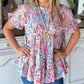 Floral Print Ruffle Sleeve Babydoll Top