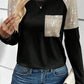 Sequin Patch Chest Pocket Raglan Sleeve Top