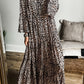 Leopard Print Tiered Wide Sleeve Maxi Dress