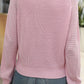 V Neck Knitted Eyelets Raglan Sleeve Sweater