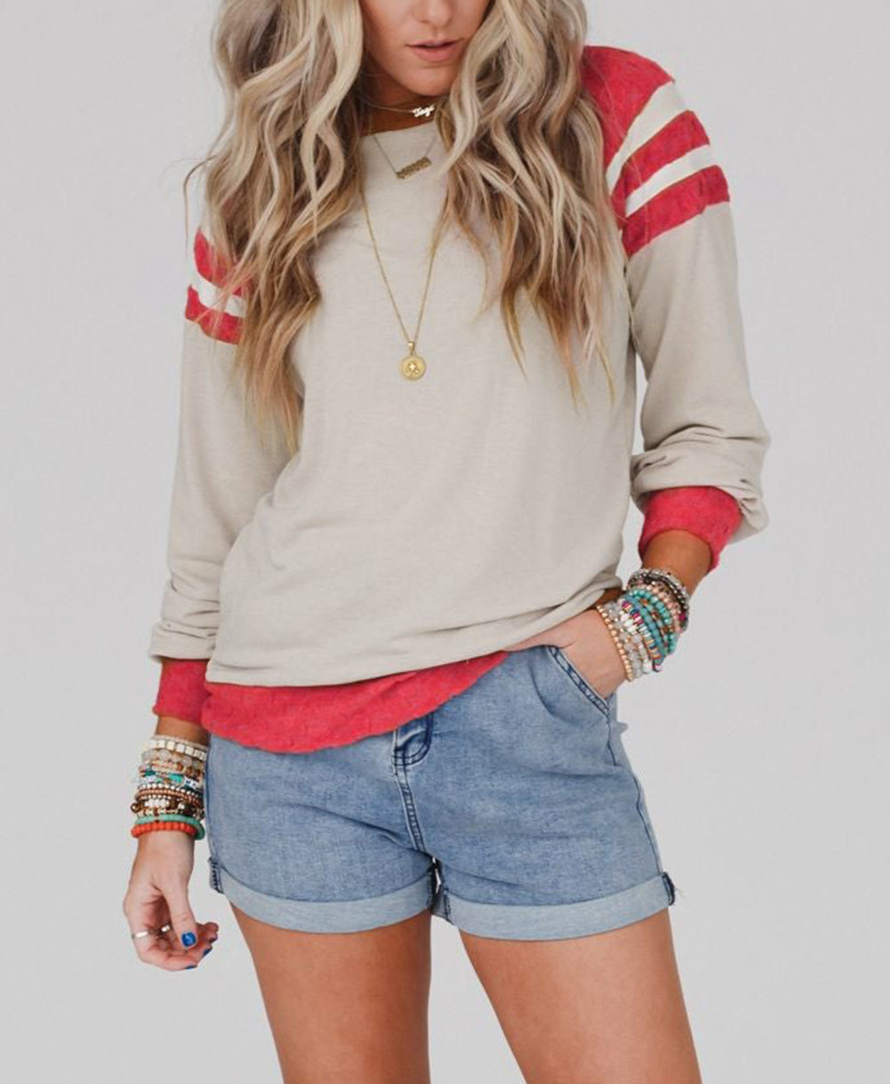 Color Block Raglan Long Sleeve Top